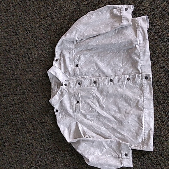 CJ Banks Cream Beige Floral Denim Jacket - Picture 2 of 5